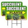 Succulent Plants 2 Pack Double-Sided Yard Signs 16" x 24" with Metal Stakes (Made in Texas)