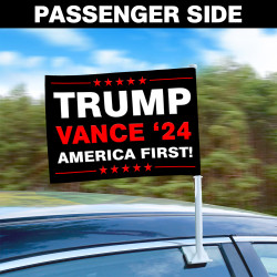 Trump Vance 2024 - America First Car Flag Set - 16" x 12" Hemless