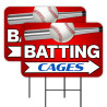 Batting Cages 2 Pack Double-Sided Yard Signs 16" x 24" with Metal Stakes (Made in Texas)