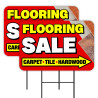 Flooring Sale - Carpet Tile Hardwood 2 Pack Double-Sided Yard Signs 16" x 24" with Metal Stakes (Made in Texas)