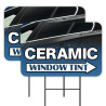 Ceramic Window Tint 2 Pack Double-Sided Yard Signs 16" x 24" with Metal Stakes (Made in Texas)