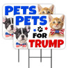 Pets For Trump 2024 - Dogs Cats 2 Pack Double-Sided Yard Signs 16" x 24" with Metal Stakes (Made in Texas)