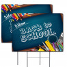 Welcome Back to School 2 Pack Yard Sign 16" x 24" - Double-Sided Print, with Metal Stakes 841098169527 (Made in The USA)