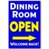 Dining Room Open (Arrow) Economy A-Frame Sign 2 Feet Wide by 3 Feet Tall (Made in The USA)