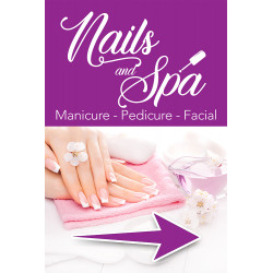 Nails and Spa (Arrow) Economy A-Frame Sign 2 Feet Wide by 3 Feet Tall