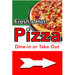 Fresh and Hot Pizza (Arrow) Economy A-Frame Sign 2 Feet Wide by 3 Feet Tall (Made in The USA)