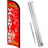 Happy Valentines Day Premium Windless Feather Flag Bundle (11.5' Tall Flag, 15' Tall Flagpole, Ground Mount Stake)