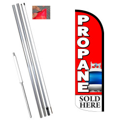 PROPANE Windless Feather Flag Bundle (11.5' Tall Flag, 15' Tall Flagpole, Ground Mount Stake) 841098198206