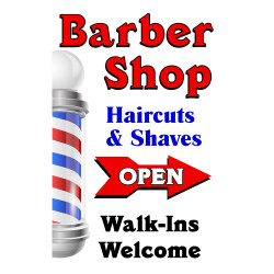 Barber Shop Arrow Economy A-Frame Sign 2 Feet Wide by 3 Feet Tall