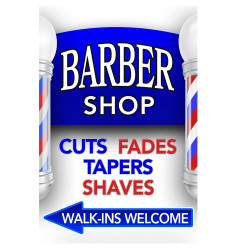 Barber Shop Arrow Economy A-Frame Sign 2 Feet Wide by 3 Feet Tall