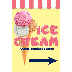 Ice Cream (Arrow) Economy A-Frame Sign 2 Feet Wide by 3 Feet Tall