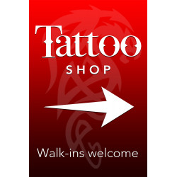 Tattoo Shop Economy A-Frame Sign 2 Feet Wide by 3 Feet Tall