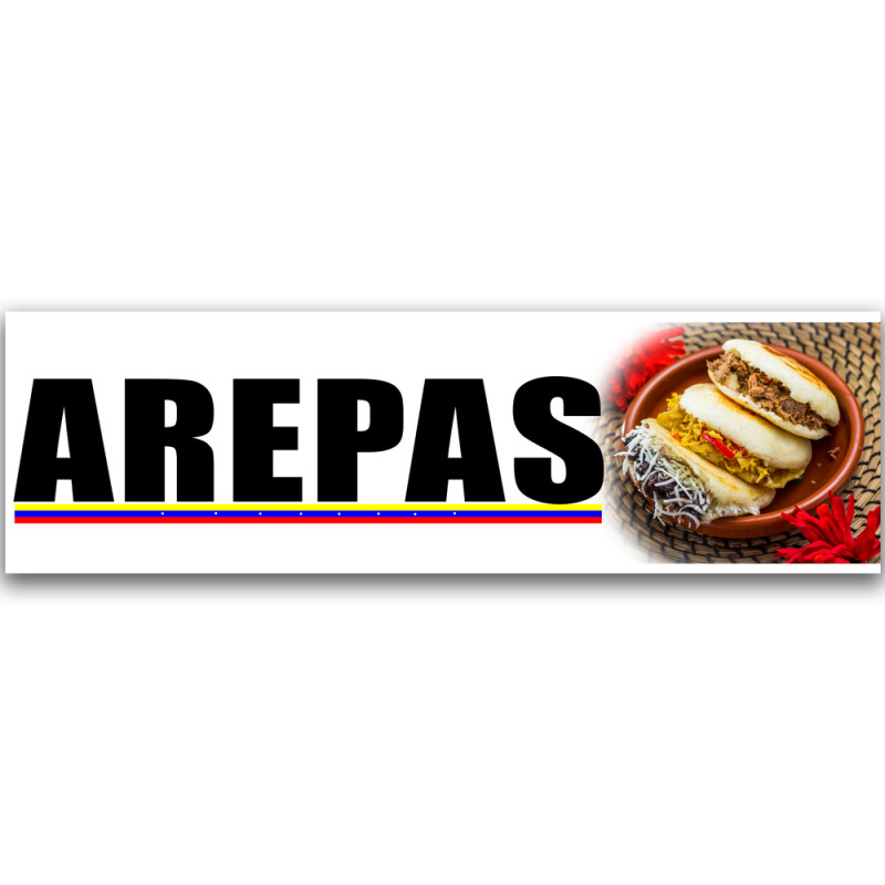 Arepas Vinyl Banner 10 Feet Wide by 3 Feet Tall