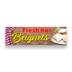 Fresh HOT BEIGNETS Vinyl Banner 10 Feet Wide by 3 Feet Tall