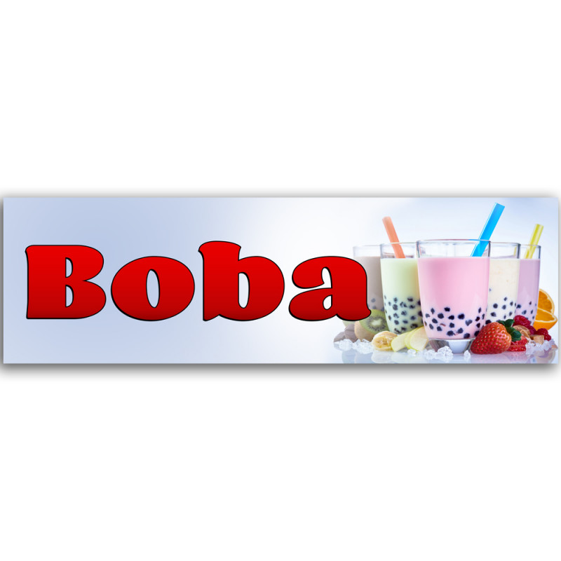 Boba Vinyl Banner 10 Feet Wide by 3 Feet Tall