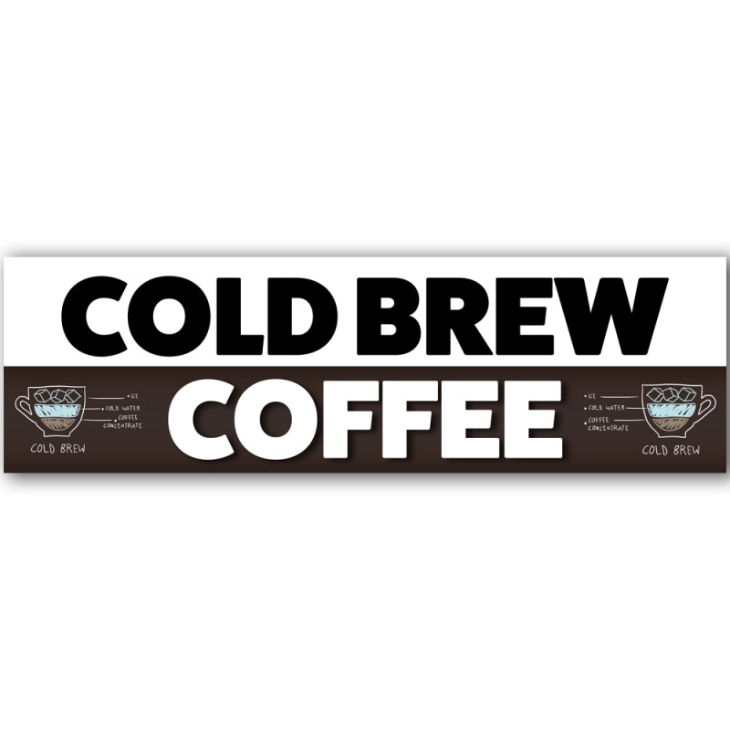 Cold Brew Coffee Vinyl Banner 10 Feet Wide by 3 Feet Tall