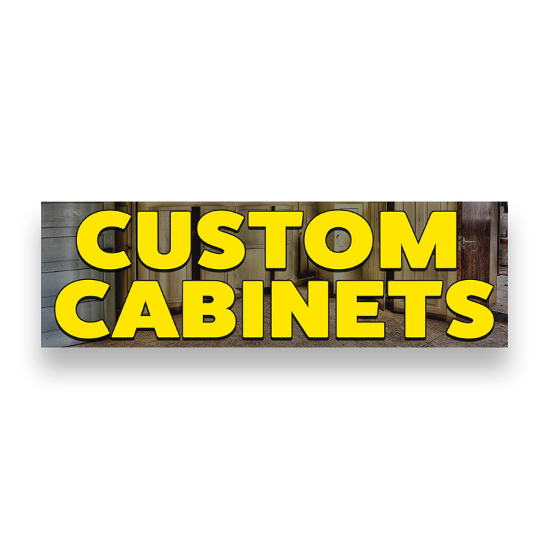 Custom CABINETS Vinyl Banner 8 Feet Wide by 2.5 Feet Tall