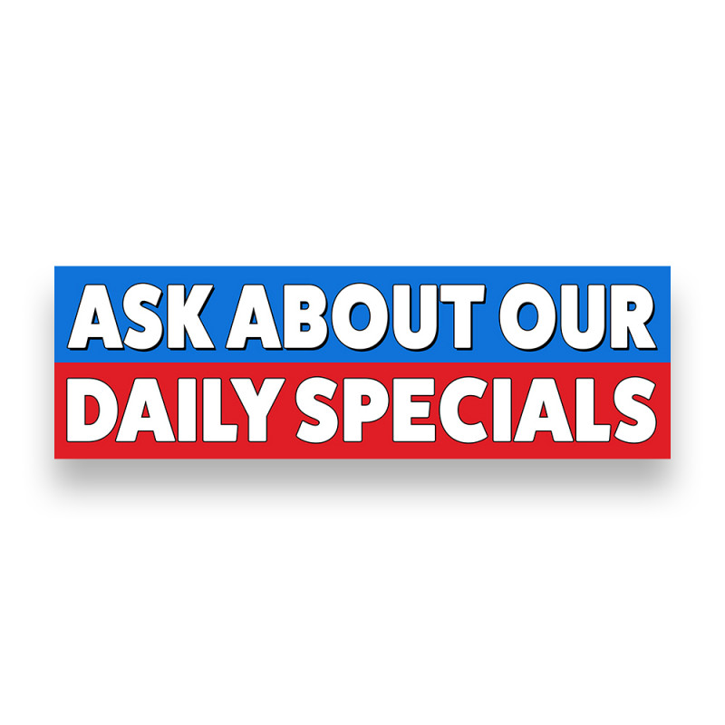 Ask About Our Daily Specials Vinyl Banner 8 Feet Wide by 2.5 Feet Tall