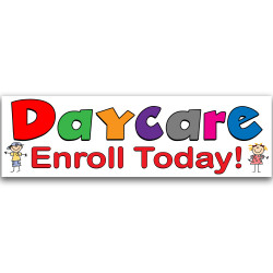 Daycare Enroll Today Vinyl Banner 10 Feet Wide by 3 Feet Tall