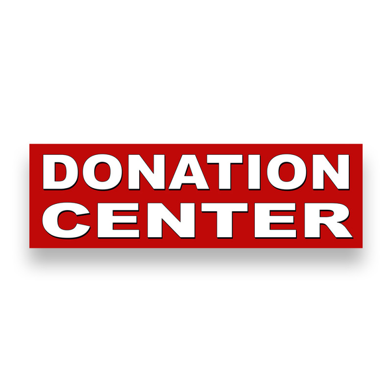 Donation Center RED Vinyl Banner 8 Feet Wide by 2.5 Feet Tall