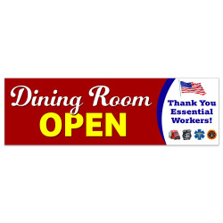 Dining Room Open Vinyl Banner 8 Feet Wide by 2.5 Feet Tall