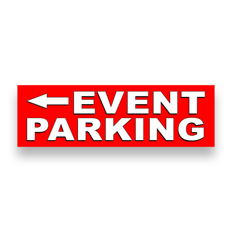 Event Parking Left Arrow Vinyl Banner 8 Feet Wide by 2.5 Feet Tall