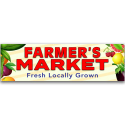 Farmers Market Fresh Locally Grown Vinyl Banner 10 Feet Wide by 3 Feet Tall