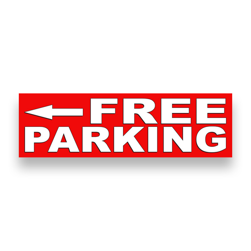 Free Parking Left Arrow Vinyl Banner 10 Feet Wide by 3 Feet Tall